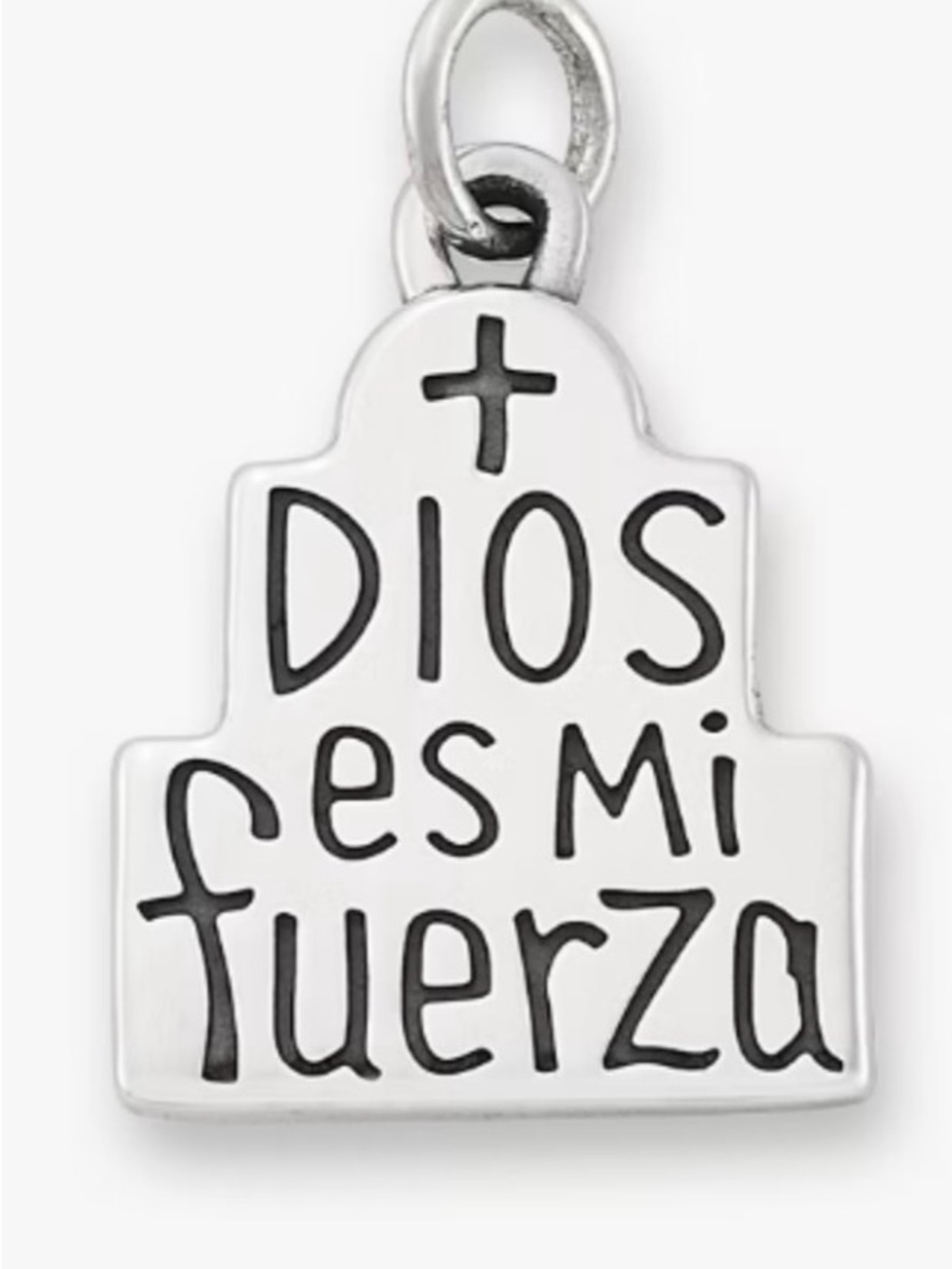 James Avery Silver 'Dios es mi fuerza' Engraved Pendant